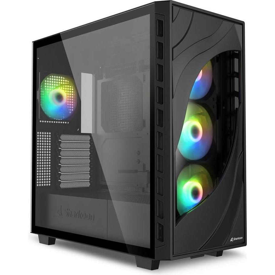 Thumbnail - Sharkoon Rebel C80G RGB ATX Black (schwarz) (ATX, Mini-ITX, mATX), PC Gehäuse, Schwarz