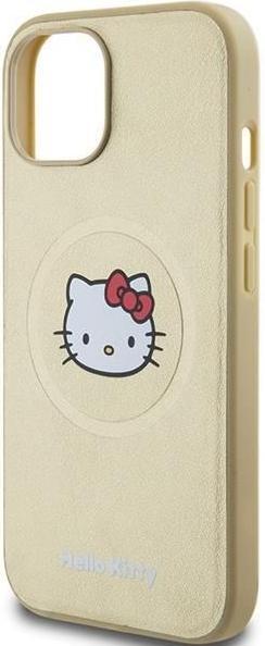 Actual product image Hello Kitty HKHMP15SPGHCKD iPhone 15 6.1" złoty/gold hardcase Leather Kitty Head MagSafe (Apple iPhone 15)