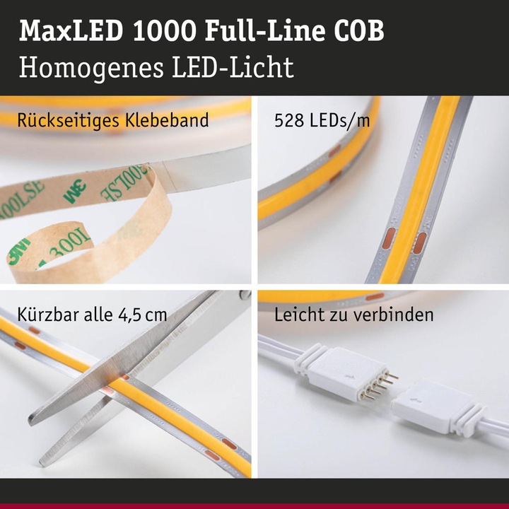 Immagine prodotto Paulmann MaxLED 1000 a riga intera COB a strisce (Luce del giorno, 250 cm, Interno)