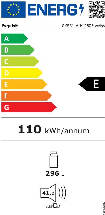 Energie-Label Exquisit EXQ GKS31-V-H-280E Getr.kühlsc (296 l)