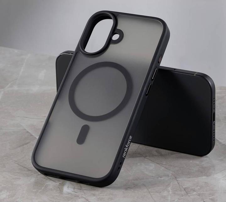 Actual product image Renkforce RF-6676268 Backcover Apple iPhone 16 Black, Transparent Inductive L (Apple iPhone 16)