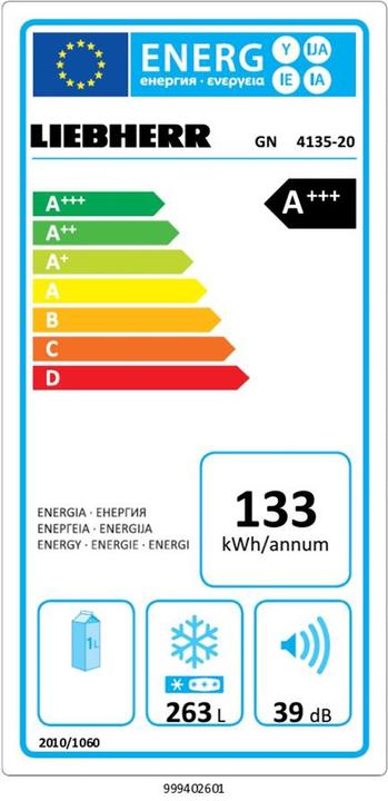 Energie-Label Liebherr GN 4135 Comfort NoFrost (Freistehend, 271 l)