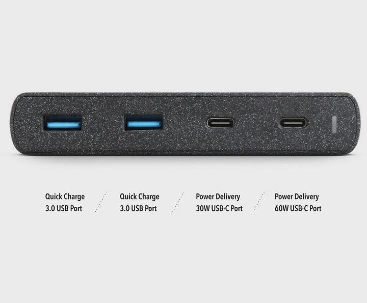 Immagine prodotto Uniq Ład. siec. HUB Surge 90W Juoda/Charcoal Juodas 2xUSB Quick Charge 3.0 + 2xUSB-C PD 3.0 (LITHOS (90 W)