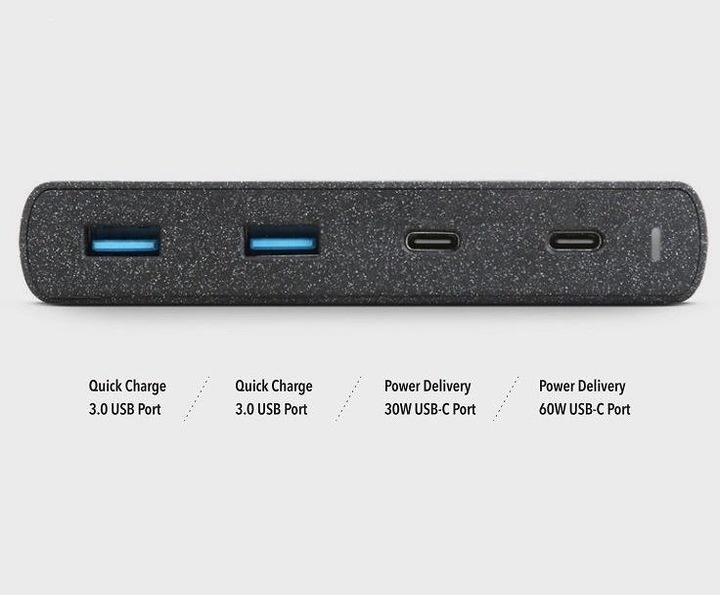 Produktbild Uniq HUB Surge Charger 2x USB Quick Charge 3.0 + 2x USB-C PD 3.0 90W Juoda (90 W)