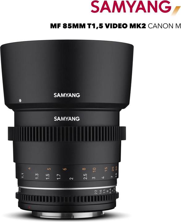 Image du produit Samyang VDSLR 85 mm T1.5 MK2 Canon M (Canon EF-M, Plein format, Micro Four Thirds, APS-C / DX)