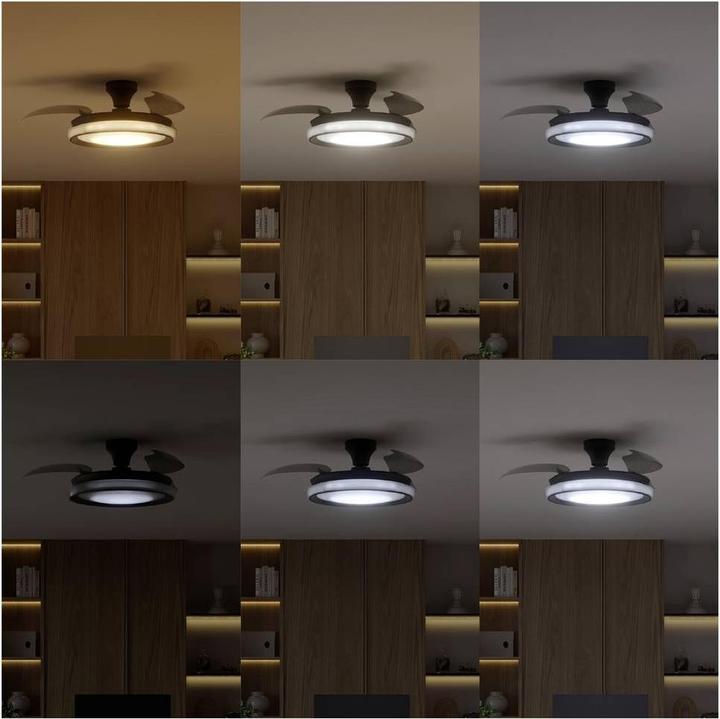 Actual product image Philips Retractable blade ceiling fan, 3 cct led, 28 w dc motor + 35 w led, bliss black, ø106 cm