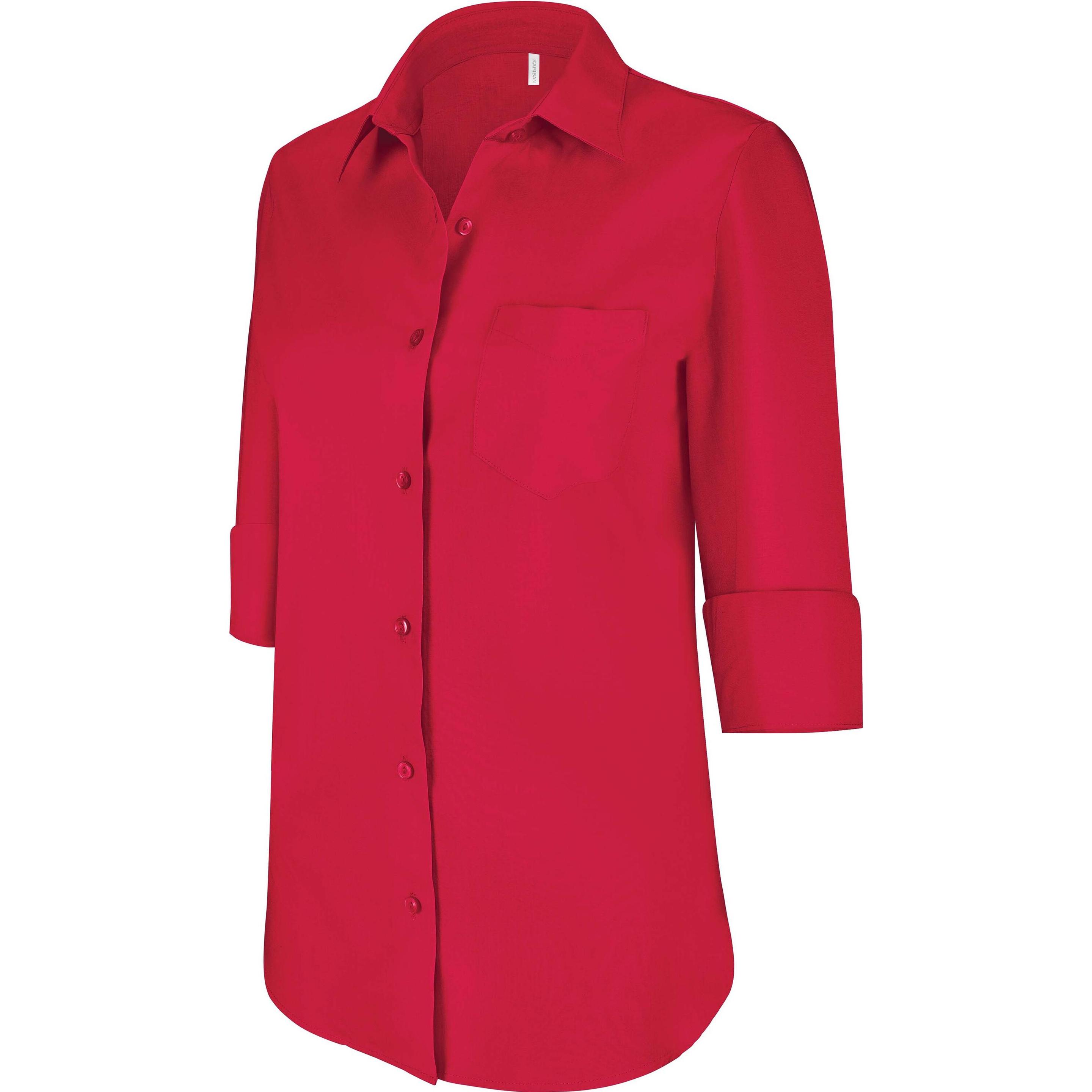 Kariban, Damen, Hemd, mit 3/4 Ärmeln, Rot, (4XL)