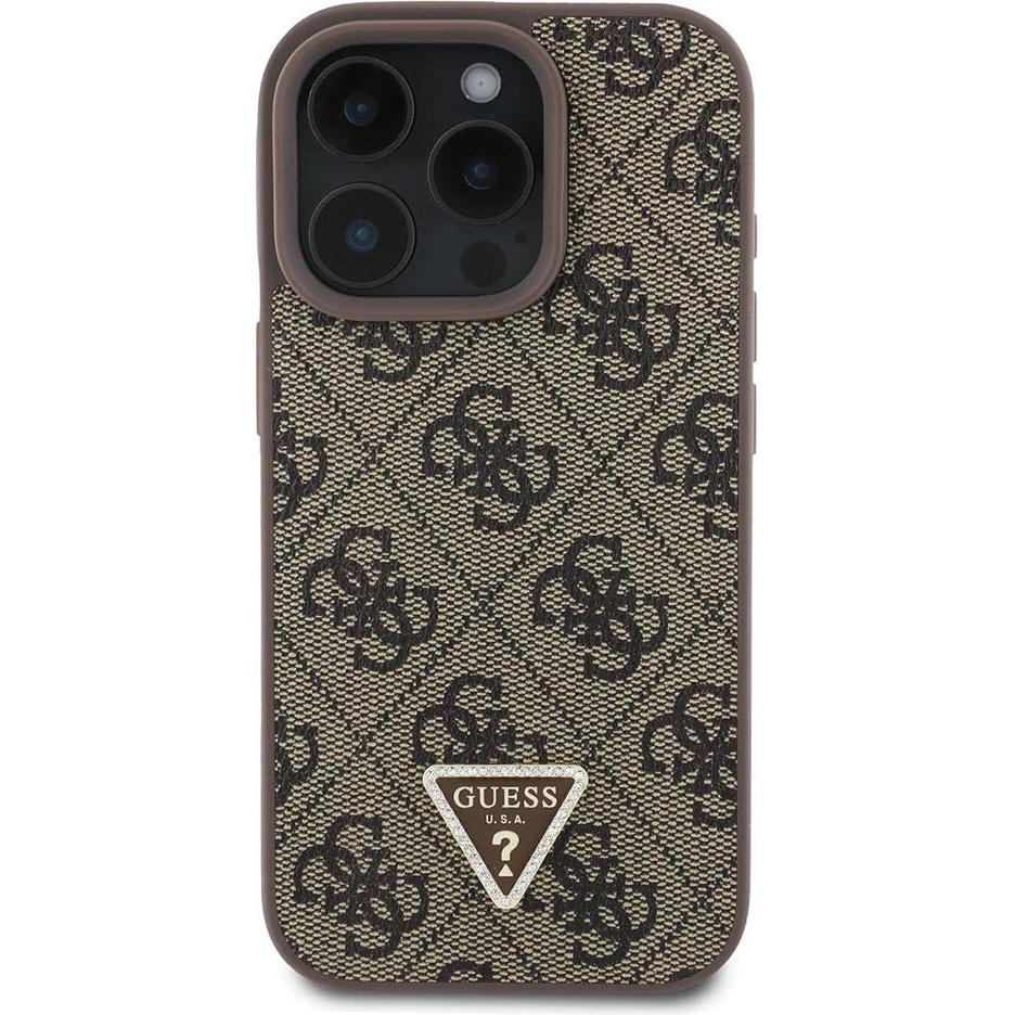 Thumbnail - Guess GUHCP16LP4TDPW iPhone 16 Pro 6.3" brązowy/brown hardcase Leather 4G Triangle Strass MagSafe (Apple iPhone 16 Pro),...