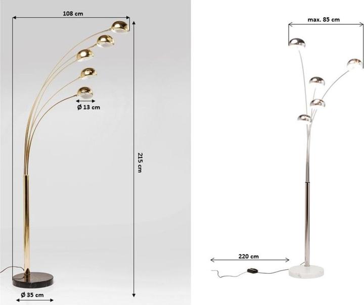 Immagine prodotto Kare Design Lampada da terra cinque dita in ottone (E14)