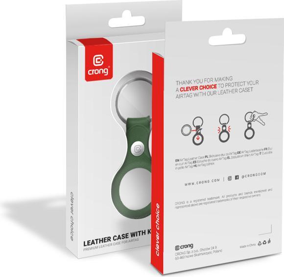 Productafbeelding Crong Leren etui met sleutelhanger - Skórzany brelok do Apple AirTag (zielony)