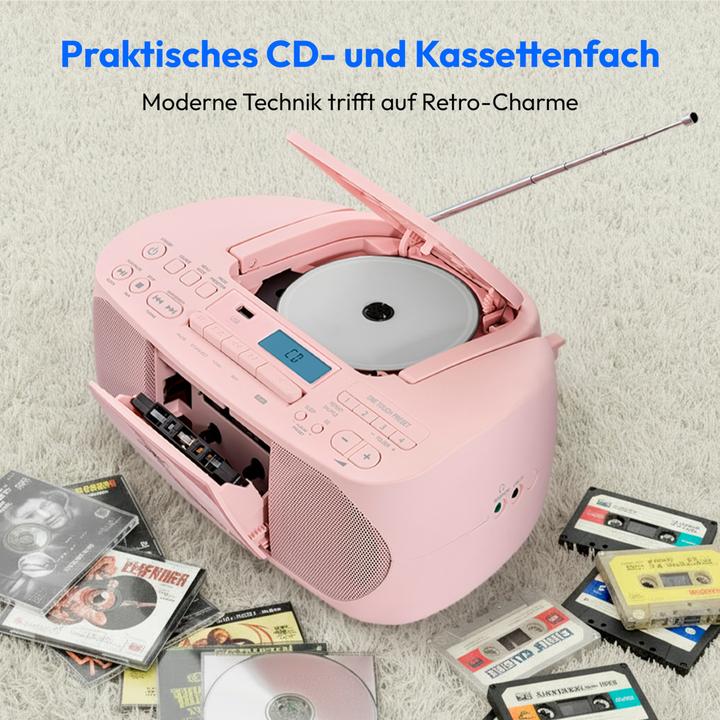 Actual product image Medion MED MD400003 LIFE DRX-1 rosa Radiorekorder mit CD-Spieler und Kassettendeck (DAB+, FM, PLL, Bluetooth)