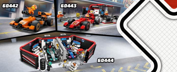 Immagine prodotto LEGO F1 Boxenstopp mit Boxencrew und Ferrari Flitzer (60443, LEGO City)