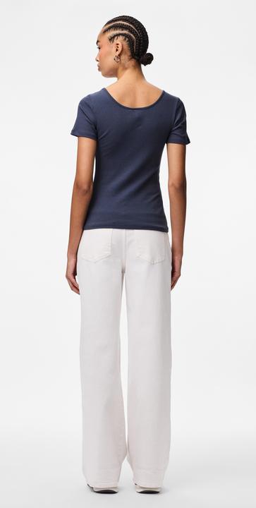 Actual product image Pieces Ribbed design top with short sleeves (L)