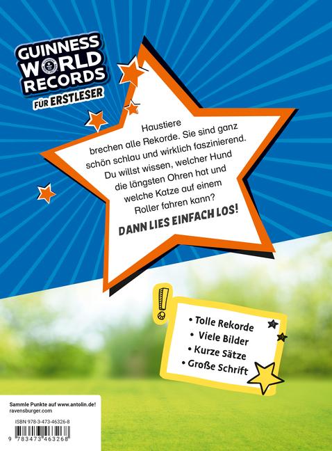Actual product image Ravensburger Guinness World Records für Erstleser - Haustiere (Rekordebuch zum Lesenlernen) (German, 2024)