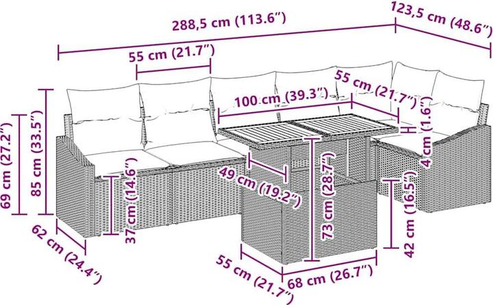 Produktbild vidaXL Garten Essgruppe (100 x 55 x 73 cm)