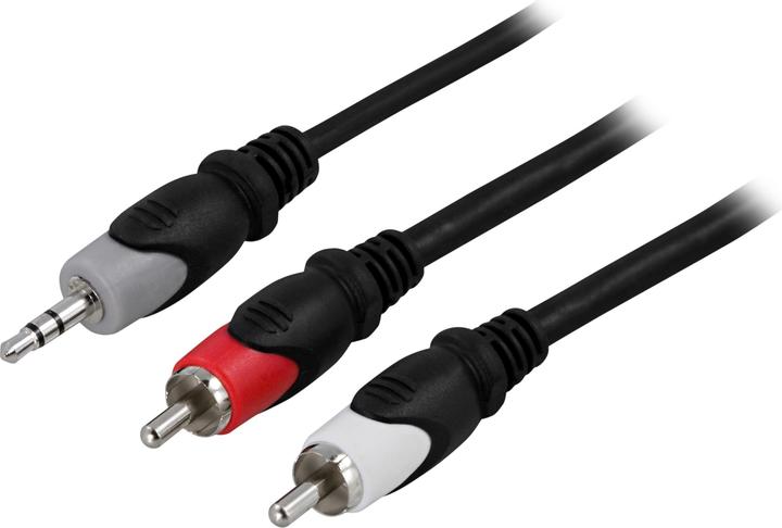 Produktbild Deltaco MM-142 - 3.5mm - 2 x RCA - 5 m - Mehrfarben (5 m, Cinch Kabel)