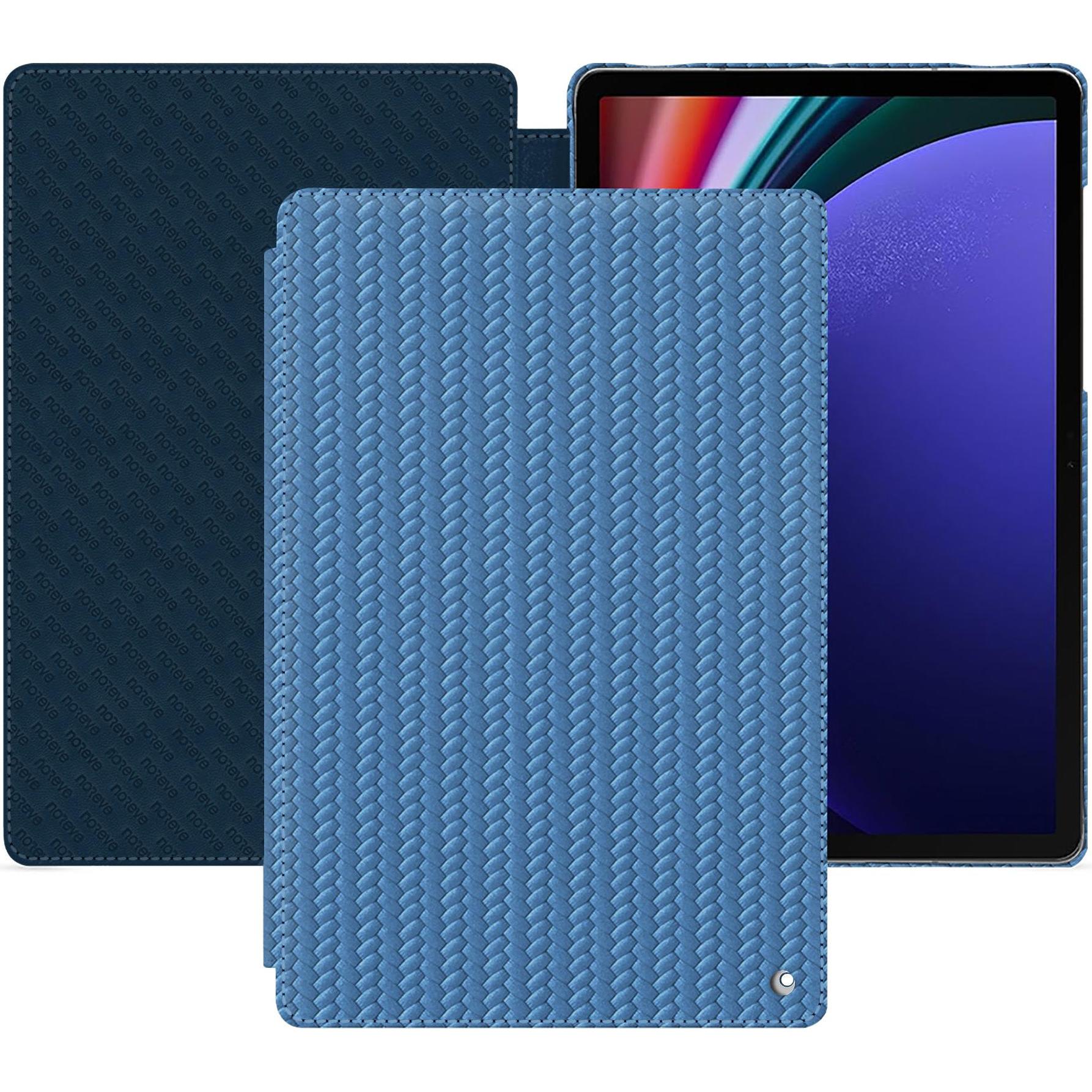 Noreve Lederschutzhülle horizontal (Galaxy Tab S9+), Tablet Hülle, Blau