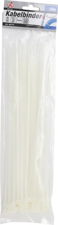 Image du produit BGS Assortiment de colliers plastique blanc 4,8 x 300 mm 50 pièces (Serre-câbles en plastique, 300 mm, 50 pcs)
