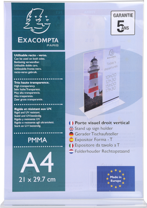Image du produit Exacompta Porte-visuel droit vertical A4 - Cristal (A4)