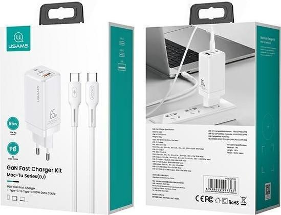 Actual product image Usams Charger Set Type-C to Type-C (65 W, 1 portion)