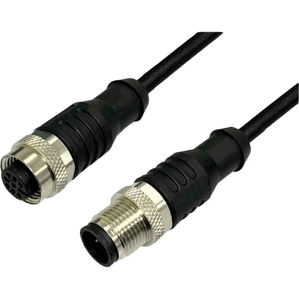 BKL Electronic 2702037 Sensor-Aktor-Verlängerungsleitung M12 Stecker gerade auf, Elektronikkabel + Stecker, Schwarz