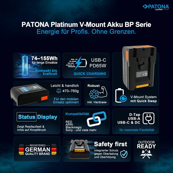 Actual product image Patona Platinum V-Mount BP-75W (Camera battery)
