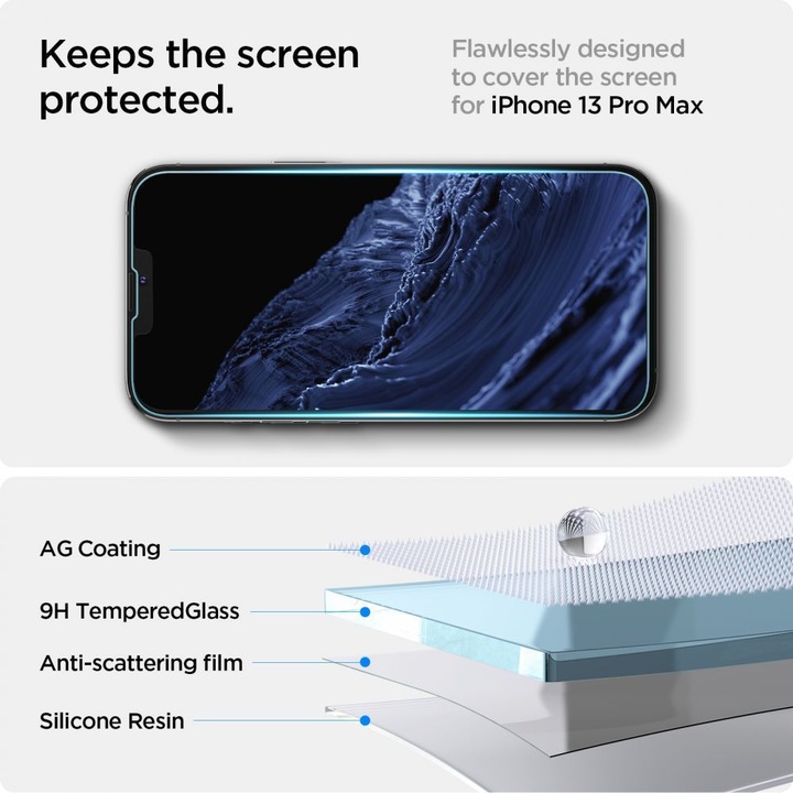 Produktbild Spigen Gehärtetes Glas GLAS.tR ez Passend für Apple iPhone 13 (1 Stück, Apple iPhone 14, Apple iPhone 13, Apple iPhone 16e, Apple iPhone 13 Pro)
