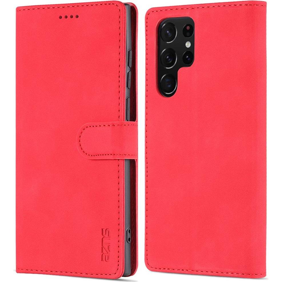 Cover-Discount Galaxy S22 Ultra - Leder Etui Hülle rot (Samsung Galaxy S22 Ultra), Smartphone Hülle, Rot