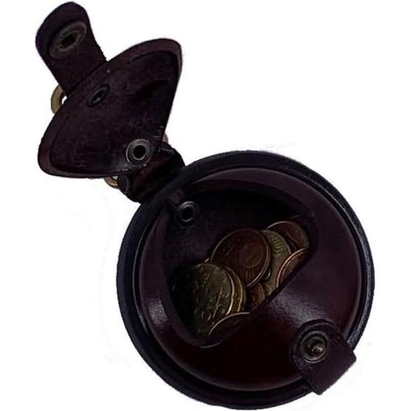 Mika, Portemonnaie, Schlüsselanhänger / Kleingeldbörse klein Sattelleder 7cm braun, Braun