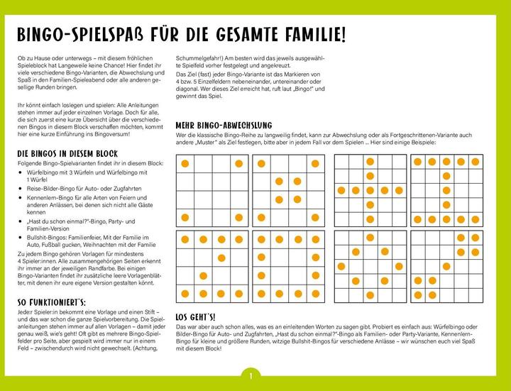 Nährwerte und Zutaten Der ultimative Bingo-Block für die ganze Familie (Deutsch)