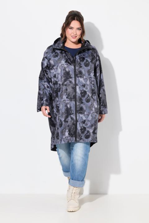 Actual product image Ulla Popken HYPRAR Abstract Print Longline Rain Jacket (42, 44, 46, 48)