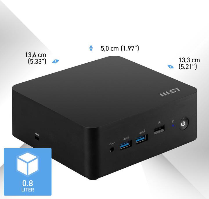 Image du produit MSI Cubi NUC 1MG (sans système d'exploitation) (Intel Core 3 100U, 8 Go, 256 Go, Intel UHD Graphics)