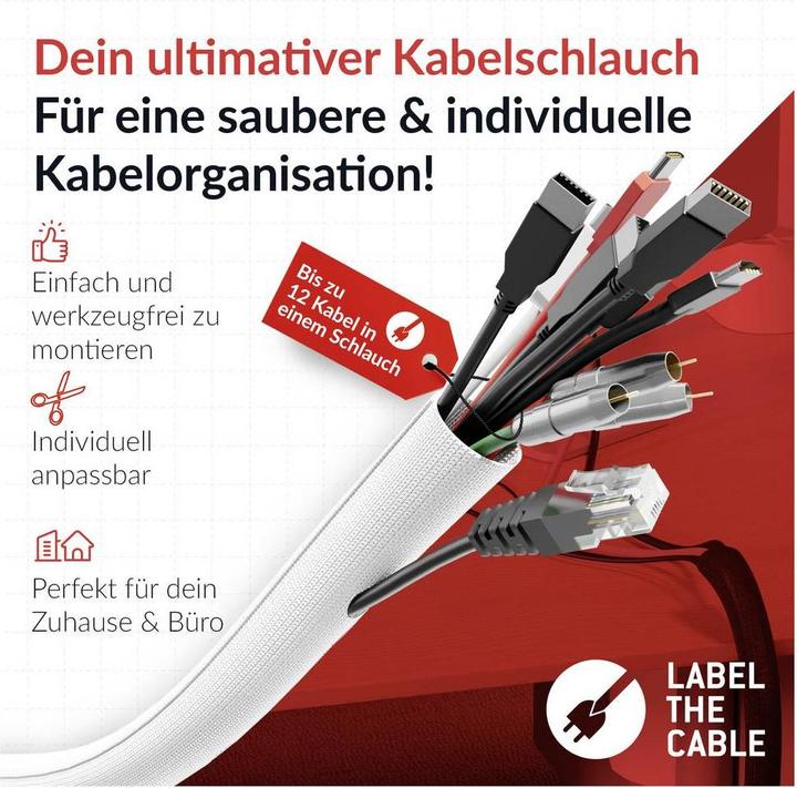 Produktbild Label-the-cable Kabelorganisator Weiss 1 Stück (LTC 5120) (Kabelschlauch, 200 cm)