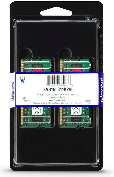 Image du produit Kingston ValueRAM (2 x 4GB, 1600 MHz, RAM DDR3L, SO-DIMM)