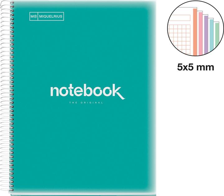 Actual product image Miquelrius Notizbuch 5 A4 120 SQU 90G PP EMOTIONS TURQ (A4, Dotted)