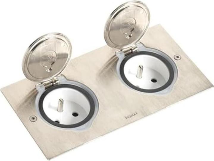 Legrand Double prise rectangulaire en inox (089702)