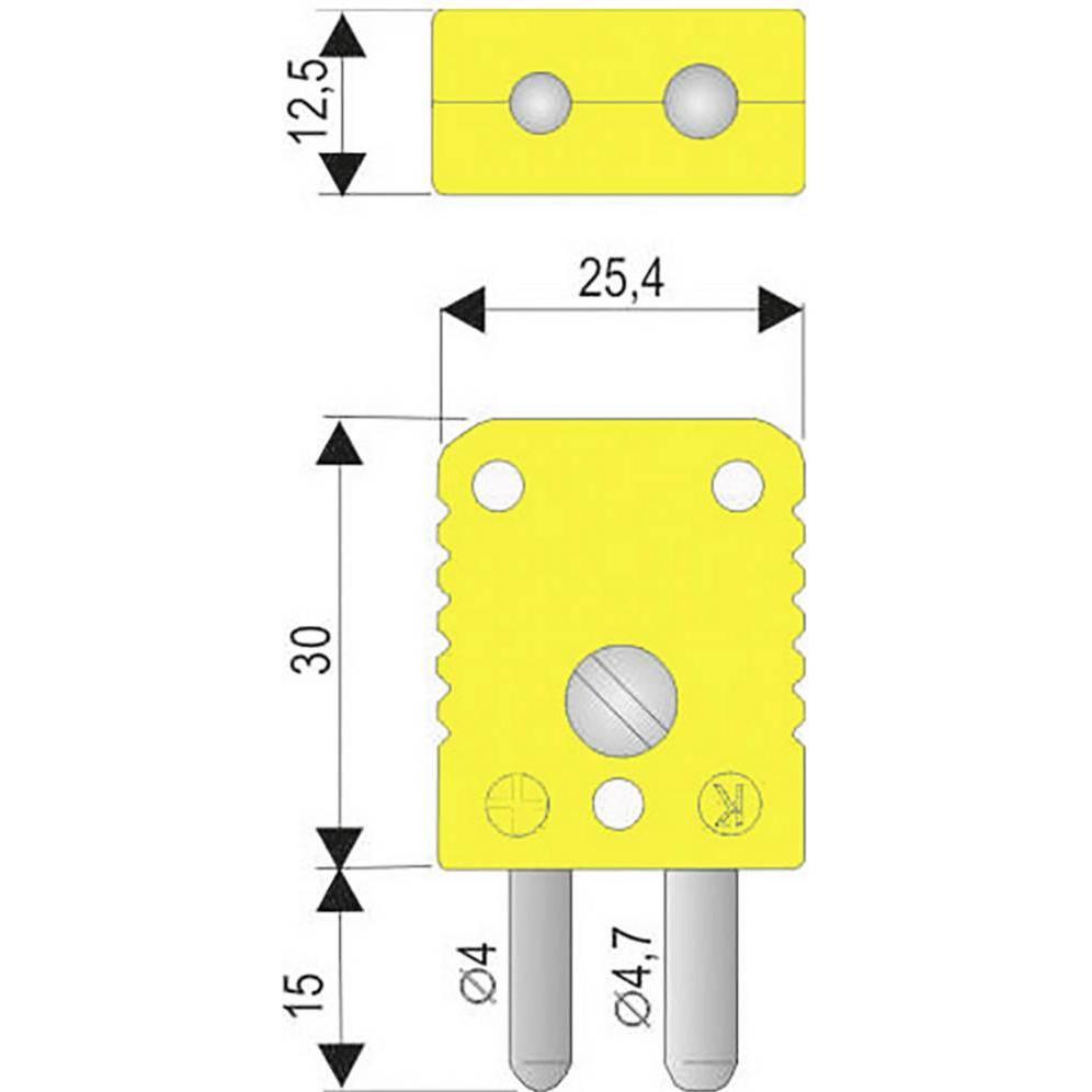 Thumbnail - B+B Thermo-Technik Standard-Thermoelementsteckver, Elektronikkabel + Stecker, Gelb