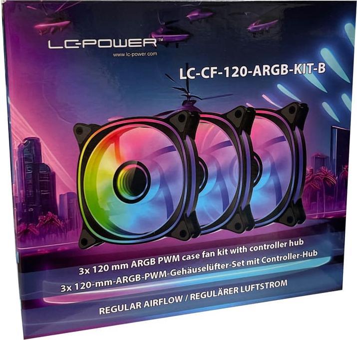 Produktbild LC-Power Geh?usel?fter 3x120mm schwarz,ARGB,4Pin PWM (120 mm)