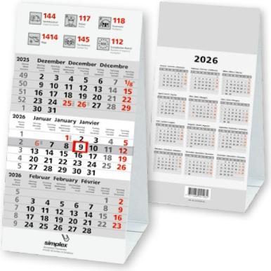 Produktbild Simplex 3-Monats-Tischaufsteller 95 x 20.2 cm, 2026 (Harter Einband, Deutsch)