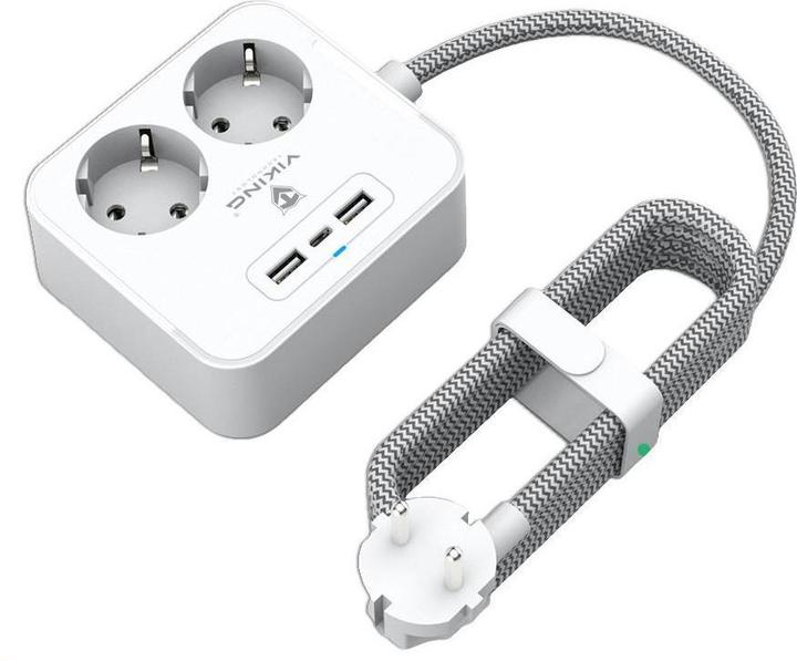 Produktbild Viking S????ov?? adapt??r AC23, rozbo??ova??, 5 v??stup?? (5x, CEE 7/3, CEE 7/5, USB-A, USB-C, 1.50 m)