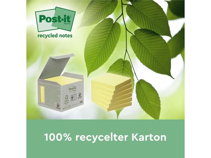 Actual product image Post-it Recycling Notes Sticky Notes Standard 6541B yellow 6 pads (76 x 76 mm)