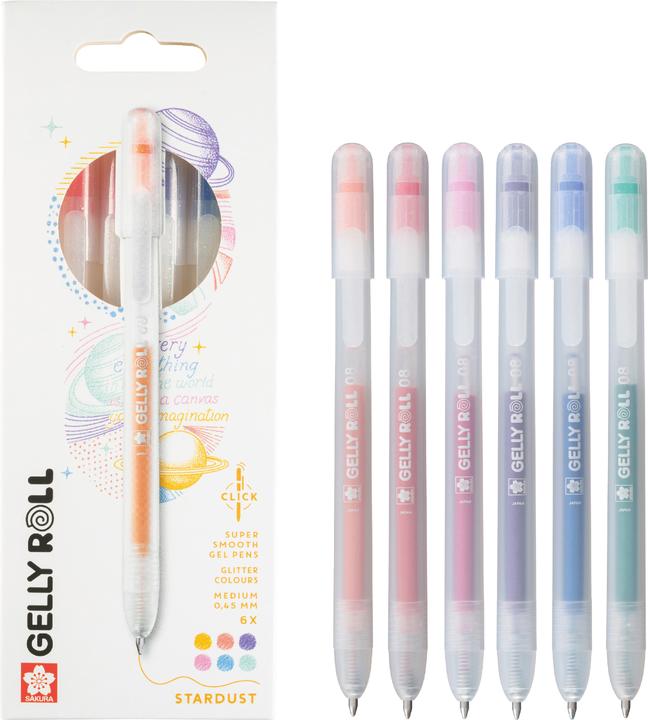 Productafbeelding Sakura Gelly Roll Retractable Classic Gelschreiber transparent 0,45 mm, Schreibfarbe: farbsortiert (Blauw, Groen, Lila, Oranje, Rood, Roze, 1x)