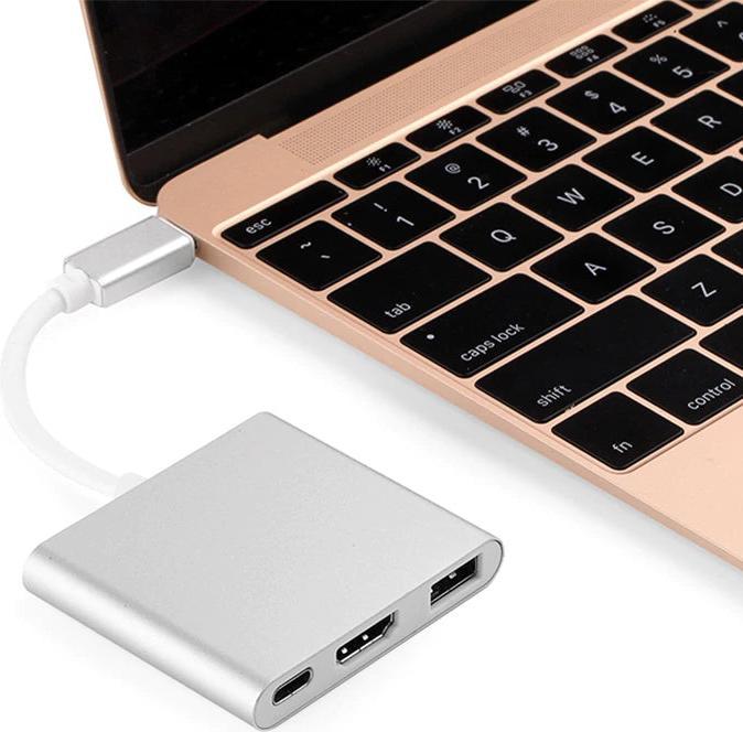 Actual product image Hermex 3in1 Adapter Hub USB-C - HDMI 2.0 USB-A 3.0 USB-C (HDMI, USB-C, USB-A, 6.20 cm)