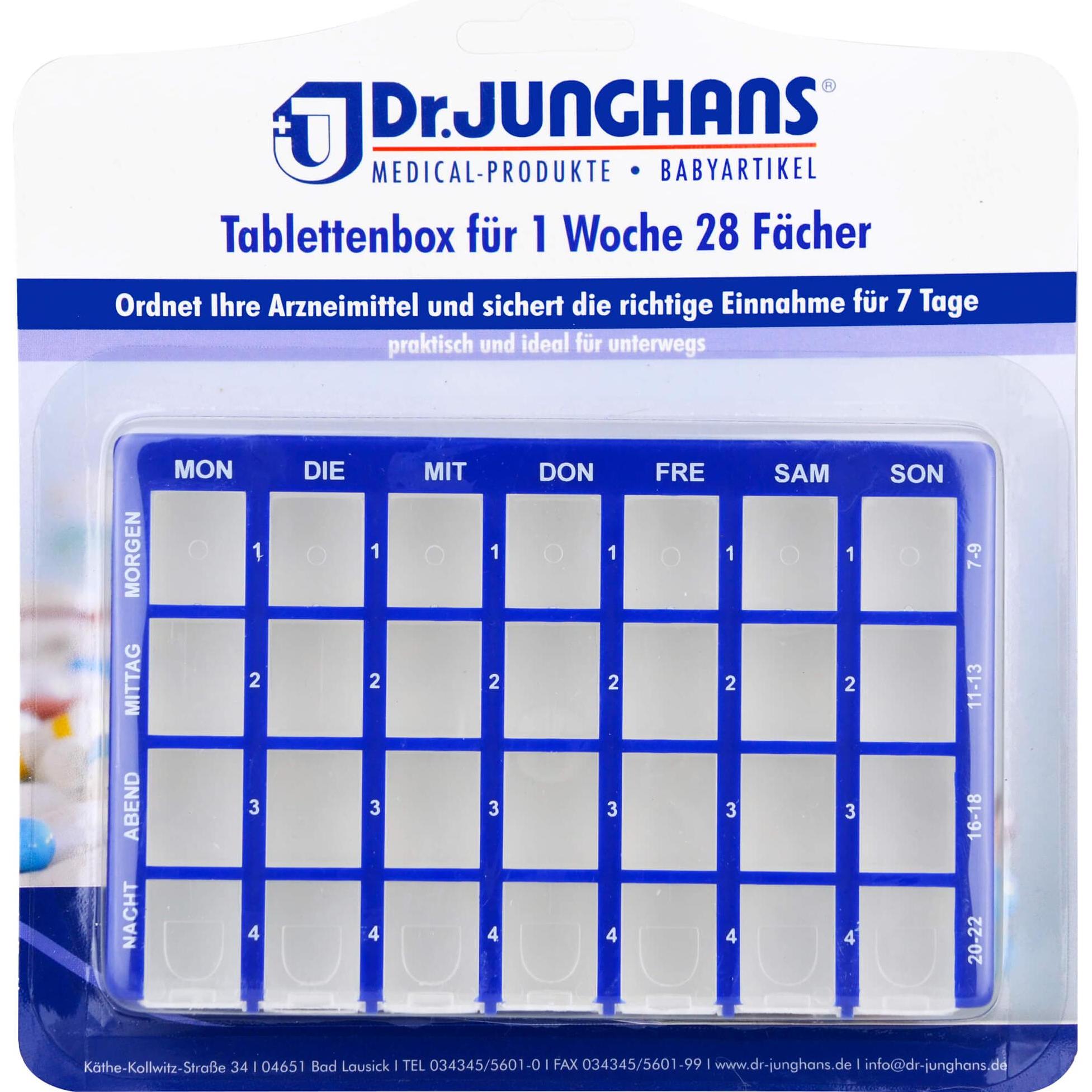 Dr. Junghans, Medikamentenbox, Tablettendose 1w 8f Schieb