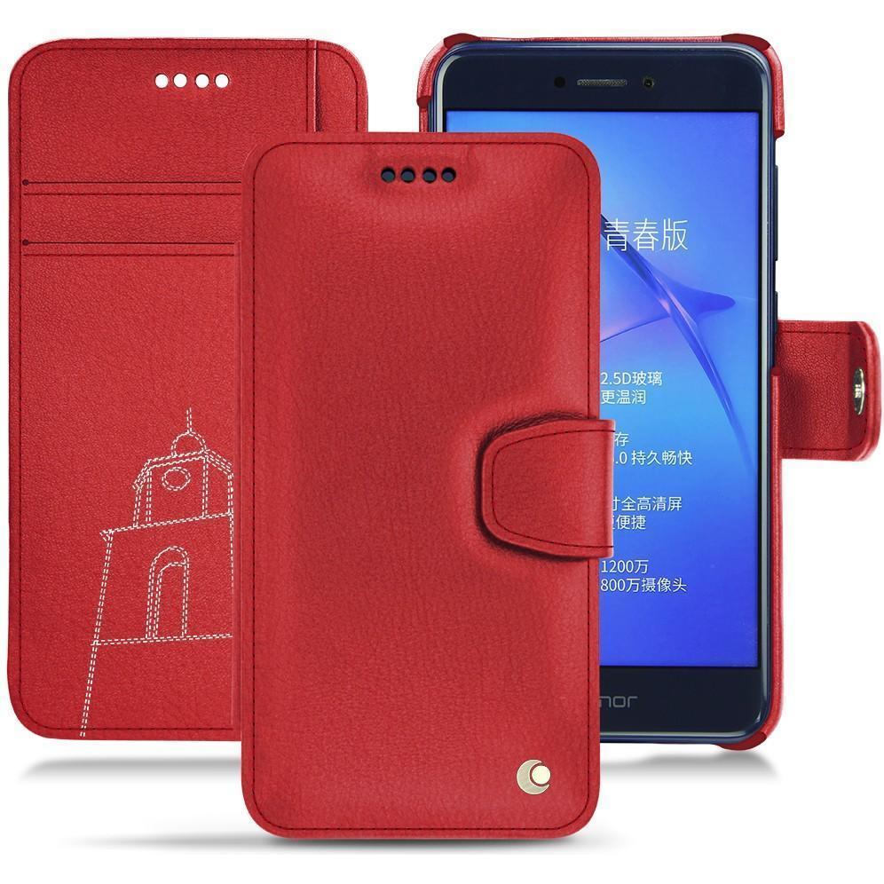 Noreve Lederschutzhülle Wallet (Huawei P8 Lite (2017)), Smartphone Hülle, Rot
