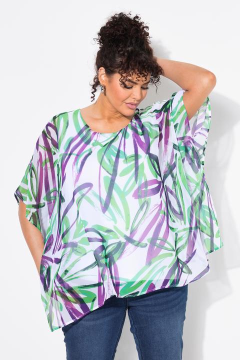 Produktbild Ulla Popken Chiffon-Überwurf, Oversized, Rundhals, Halbarm (46, 48)