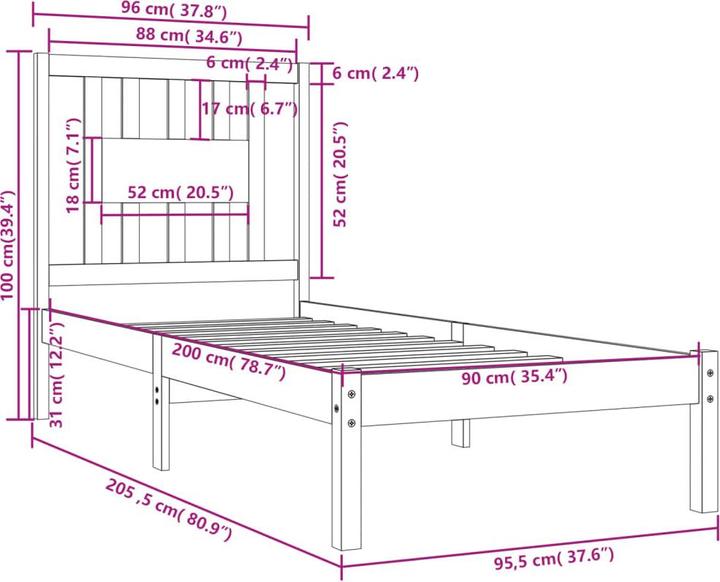 Actual product image vidaXL Vitko (90 x 200 cm)