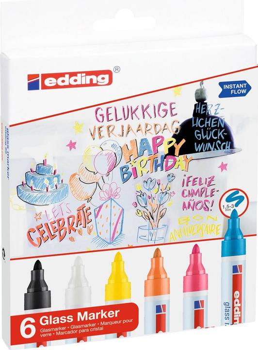 Image du produit Edding Marqueur pour tableau en verre (6x)