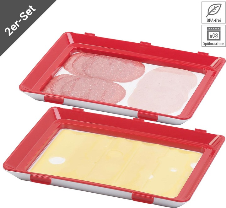 Produktbild Rosenstein & Söhne 4er-Set Frischhaltedosen für Wurst- und Käse-Aufschnitt (31 x 25.5 x 3.5 cm)