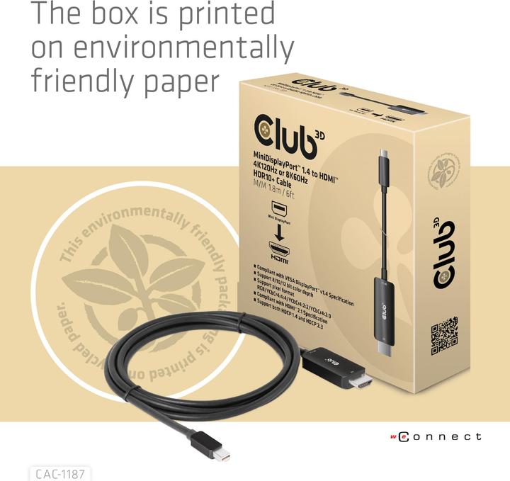 Produktbild Club 3D Club3D Kabel MiniDP 1.4 > HDMI St/St (1.80 m)